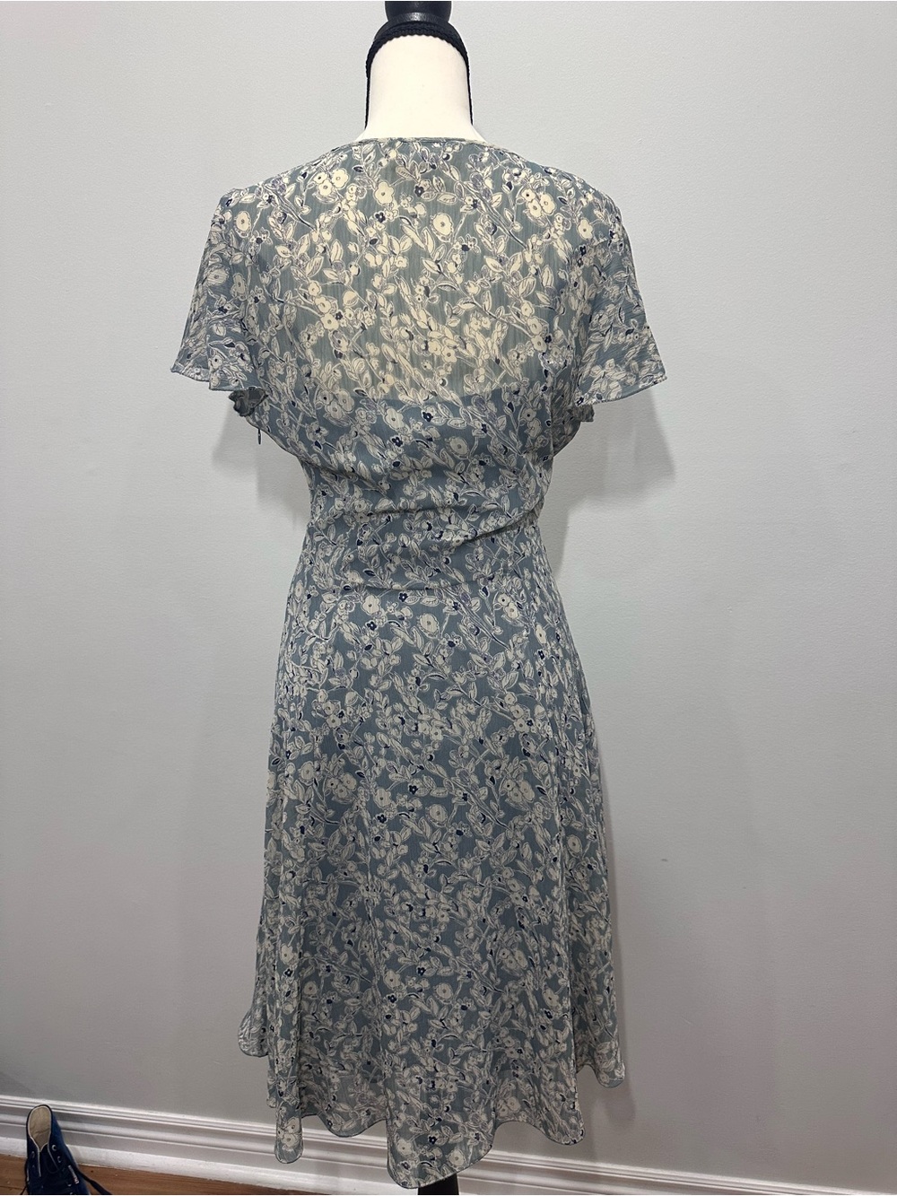 RALPH LAUREN DENIM & SUPPLY Floral Lace Blue Bias Cut Cottagecore Dress Size 8 - Picture 4 of 12